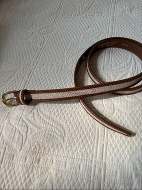Jcrew Brown Leather-Trim Woven Belt - Women's Accessory